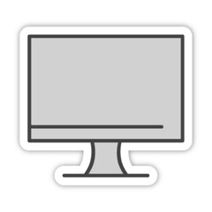 Pictogramme icones et logo ecran ordinateur bureau bleu fin relief gris