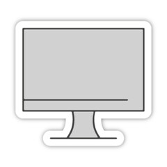 Pictogramme icones et logo ecran ordinateur bureau bleu relief gris