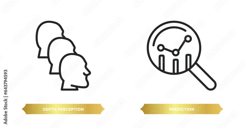 Poster two editable outline icons from artificial intelligence concept. thin line icons such as depth perce
