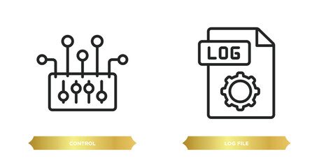 two editable outline icons from artificial intelligence concept. thin line icons such as control, log file vector.