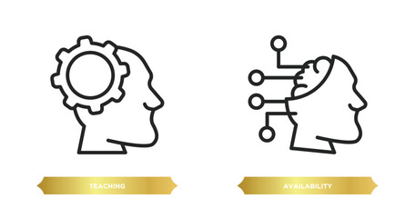 two editable outline icons from artificial intelligence concept. thin line icons such as teaching, availability vector.