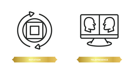 two editable outline icons from artificial intelligence concept. thin line icons such as rotation, telepresence vector.