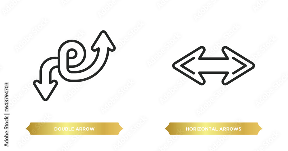 Poster two editable outline icons from arrows concept. thin line icons such as double arrow, horizontal arr