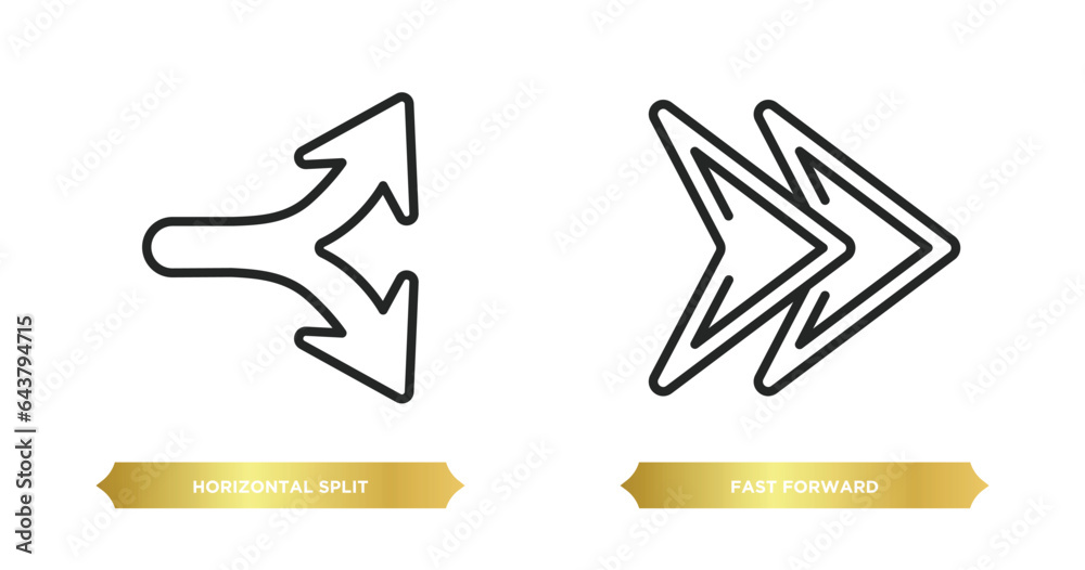 Poster two editable outline icons from arrows concept. thin line icons such as horizontal split, fast forwa