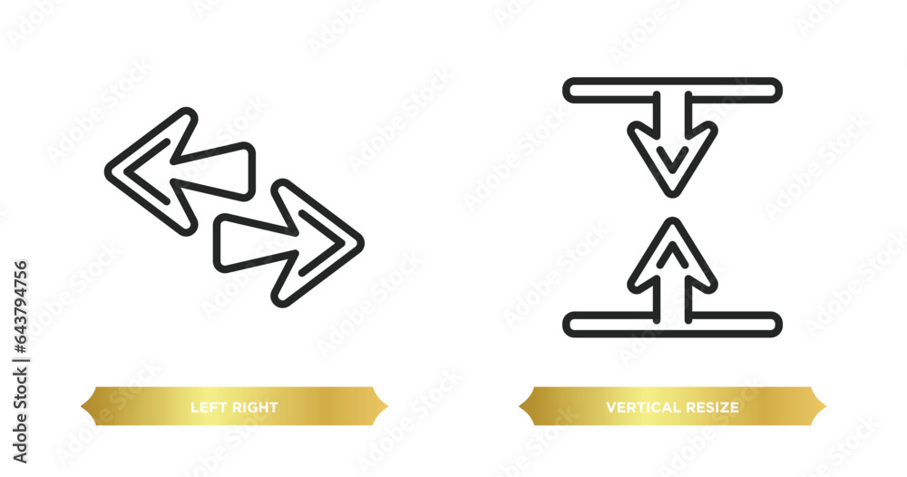 Poster two editable outline icons from arrows concept. thin line icons such as left right, vertical resize 