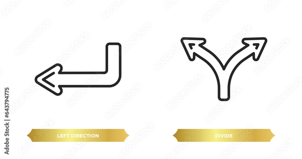 Poster two editable outline icons from arrows collection. thin concept. thin line icons such as left direct