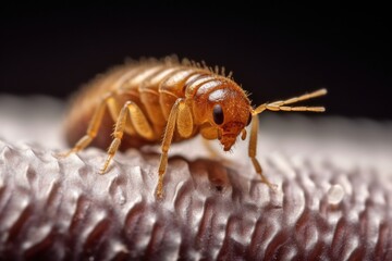 bed bug hiding in mattress seams, magnified