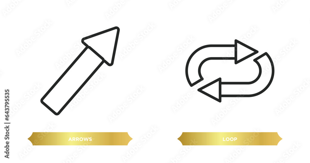 Poster two editable outline icons from analytics concept. thin line icons such as arrows, loop vector.