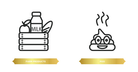 two editable outline icons from agriculture farming concept. thin line icons such as farm products, poo vector.