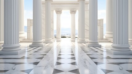 Ionic marble columns from different angles and perspectives. The aesthetic beauty and historical significance of these architectural elements.