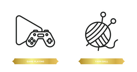 two editable outline icons from activity and hobbies concept. thin line icons such as game playing, yarn ball vector.