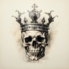 Fototapeta premium Skull wearing a crown