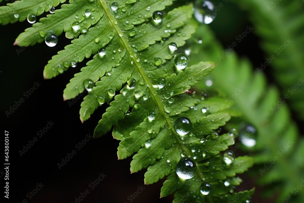 Poster water droplets on a fern after misting