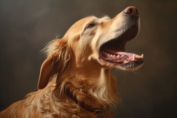 Obraz premium side view of a sneezing dog, tongue lolling out