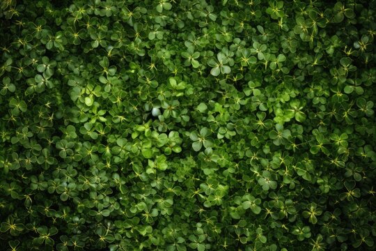 an overhead shot of a patch of clover, creating a carpet of green