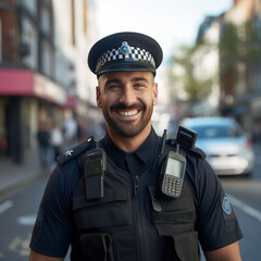 Smiling british police officer