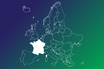 Vector graphic of modern editable map of Europe with each country able to be color filled independently
