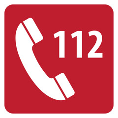 Vector graphic of the 112 European emergency call number - obrazy, fototapety, plakaty