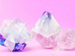 "Crystal Elegance: Isolated Three-Dimensional Quartz Gemstone Cluster Growing Amidst a Colorful Background - A Captivating Display of Natural Beauty and Radiance.".