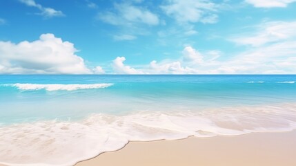 Fototapeta na wymiar Beautiful sandy beach with white sand and rolling calm wave of turquoise ocean 
