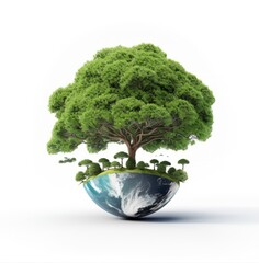  tree and globe. concept miniature globe showing the environment with trees 