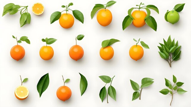 Oranges photo realistic flat lay pattern background.