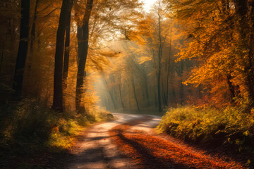Weg in einem Herbstwald