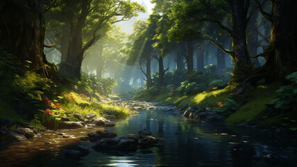 forest_and_river_in_the_sun ai generative