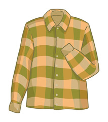Doodle of checkered shirt. Cartoon clipart of cold season clothes. Contemporary vector illustration isolated on white background.