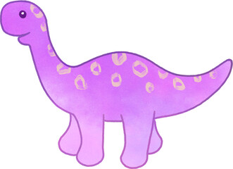 Brontosaurus adorable colorful illustration (PNG with transparency)