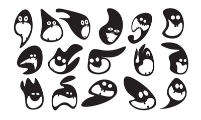 Set of silhouette Halloween monster characters 