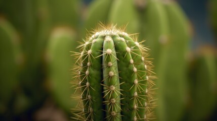 Close up of cactus in a botanical garden. Cactus. Potted Plant Concept with Copy Space.