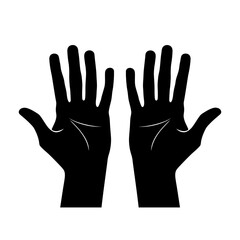 Hands icon. Silhouettes human hands. Human palm sign