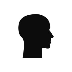 Human head icon. Male head profile silhouette. Black sign of human head.