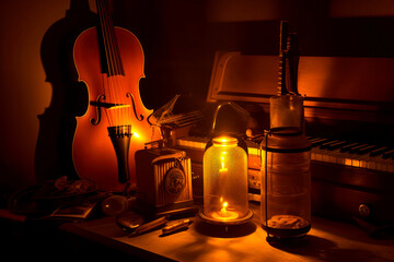 Musikinstrumente im Ambientelicht