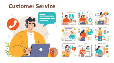 Public relations set. Customer-oriented marketing. Company reputation