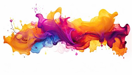Abstract colorful watercolor art. White background.