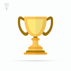 Winner gold trophy cup icon. Champions Cup. Isolated vector illustration.