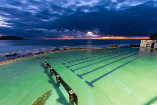 Empty Bronte rock pool in the morning, Sydney, Australia.