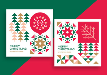 Christmas Cards Layout with Geometric Graphic Elements