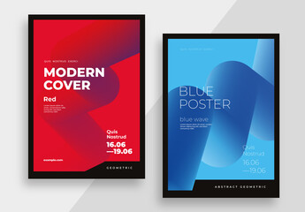 Modern Event Posters Layout with Blue and Red Accents