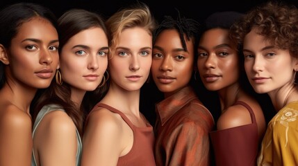 Obraz premium Photo of beautiful women of different ethnicities with flawless skin