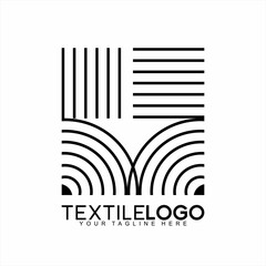 Textile logo design. Illustration of straight and curved fabric fibers.