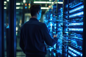 A server administrator in a data center.