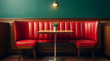 background Classic dinner with red leather booths
