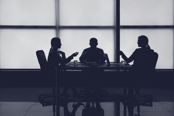 Silhouette of business consultants working in office