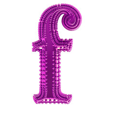 Small spheres on the purple symbol. letter f