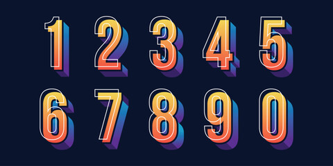 Vector creative color 3D geometry shapes' numerals. font alphabet vector illustrations.