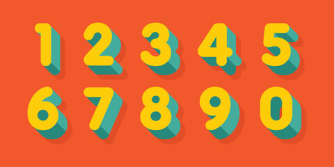 Vector creative color 3D geometry shapes' numerals. font alphabet vector illustrations.