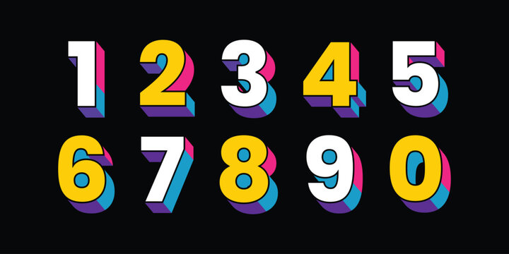 Vector creative color 3D geometry shapes' numerals. font alphabet vector illustrations.
